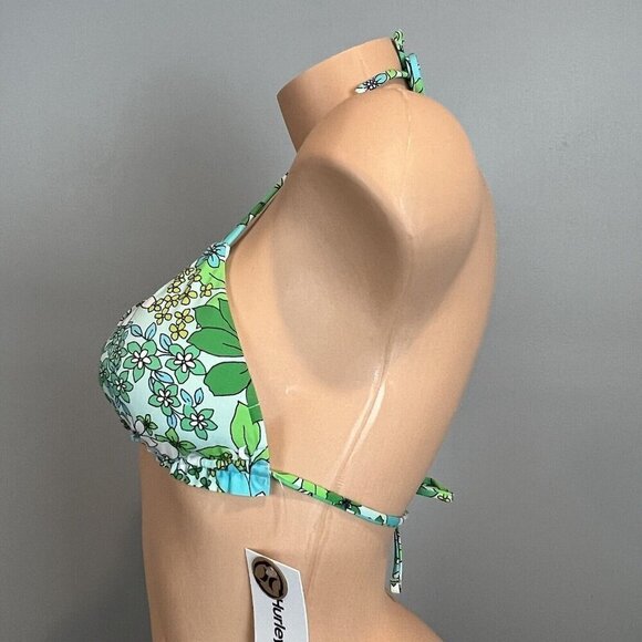 Hurley Wild Bloom Reversible Triangle Bikini Top Size Medium Green Blue NWT - Picture 6 of 15